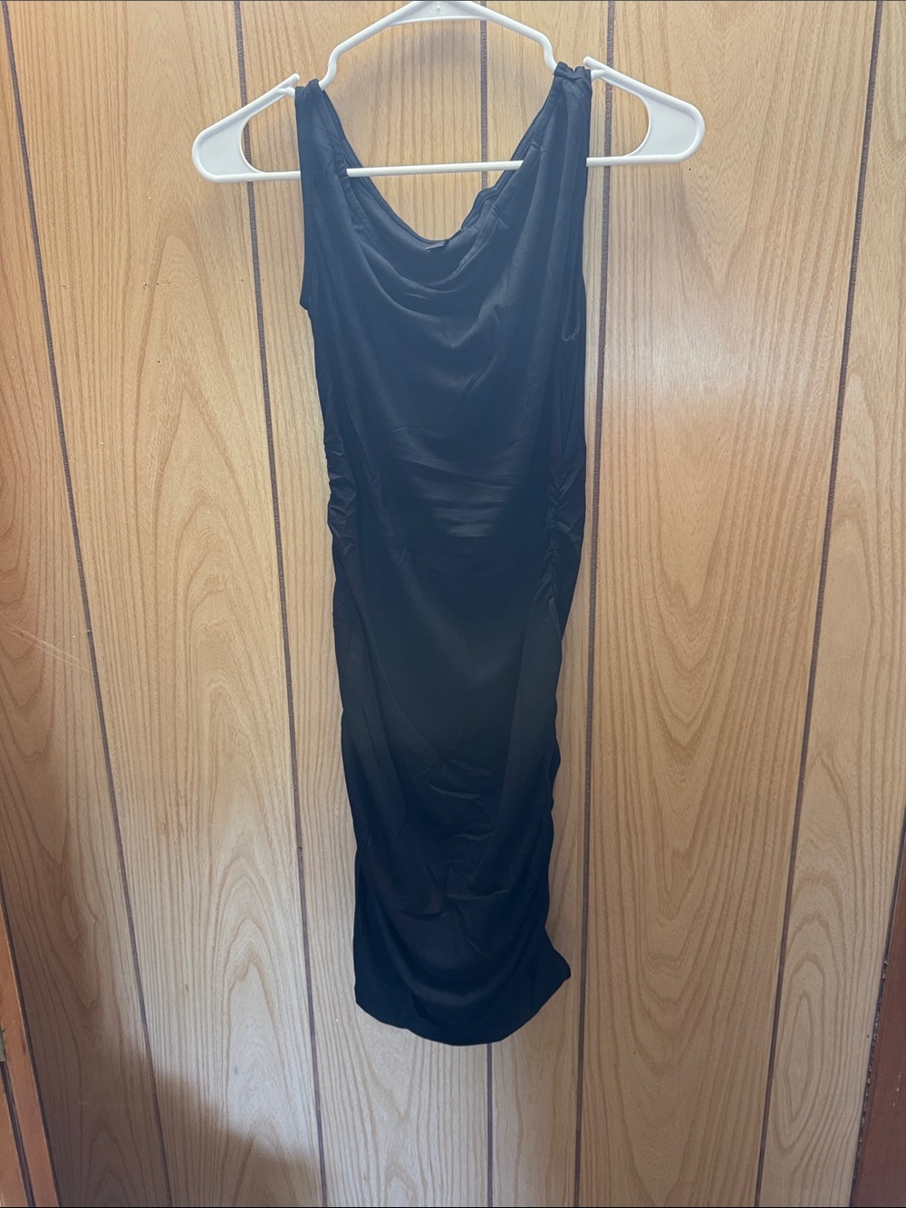 Sleek Black Ruched Tank Dress - Women's